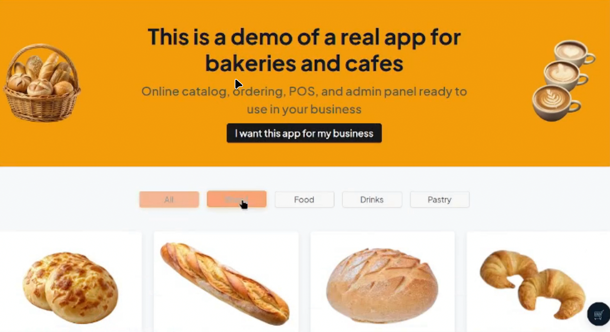 Screenshot of NX App - Bakery & Coffee POS